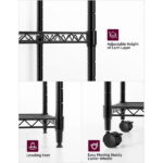 5-Tier Wire Storage Shelves,1250 Lbs Loading Capacity,29.92" W x 13.98" D x 61.02" H,Black - Image 3