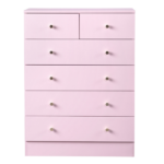 5-Tier 6-Drawer Cabinet with Matte Gold Handles Particleboard Melamine-Coated Storage Cabinet 25.98*12.99*35.04in Macaron Pink - Image 2