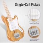 [Do Not Sell on Amazon] 4 String 30in Short Scale Thin Body GB Electric Bass Guitar with Bag Strap Connector Wrench Tool Burlywood - Image 2