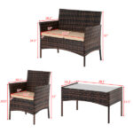 2pcs Arm Chairs 1pc Love Seat & Tempered Glass Coffee Table Rattan Sofa Set Brown Gradient SAME AS 45313116 - Image 31