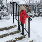 [Same Code 11384510 73142795]Artisasset Matte Black Outdoor 3 Level Iron Handrail - Image 14