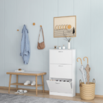 Shoe Cabinet for Entryway, White Narrow Shoe Storage Cabinet Flip Down Shoe Rack Wood 3 Tier Shoe Organizer for Home and Apartment - Image 9
