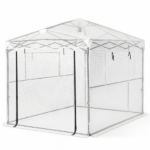 8*6ft Plastic Sprayed Iron Pipe PE Mesh Foldable Greenhouse Shed White - Image 6