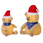 Set of 2 Lighted Plush Bear Christmas Decorations, Pre-lit Pull Up Holiday Decor with 60 Warm White LED Lights for Xmas Outdoor Indoor Decor Lighted Holiday Displays - Image 3