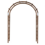 7FT Wooden Garden Arbor, Wedding Arch Backdrop Stand for Ceremony Party, Garden Pergola with Trellis for Climbing Plants, Dark Brown - Image 22