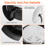 6L Large Capacity Electric Hot Pot with Divider, 5 Gear Adjustable Temperature Non-Stick Electric Cooker, Multifunctional Fondue Pot for 3-6 People with Cooking Tools - Image 5