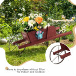 2 In 1 Wheelbarrow Planter Wooden Wagon Planter with 9 Magnetic Accessories for Garden Yard - Image 9
