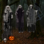 3 Pack Hanging Halloween Skeleton Ghosts Decorations, Grim Reapers for Best Halloween Outdoor Decorations - Image 3