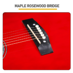 Turn red 41-inch Dreadnought barrel-shaped cutaway acoustic guitar with pick, strings, capo, gig bag, tuner, wrench tool, and shoulder strap - Image 8