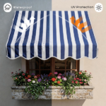 4' Window Door Awning Sun Shade Canopy Outdoor Patio Cover, Blue & White Stripes - Image 8