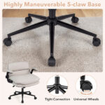 Criss Cross Chair with Flip-Up Arms, Faux Leather Cross Legged Office Chair with Adjustable Height & Rocking Function -Beige - Image 10
