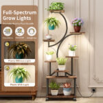 Plant Stand Indoor with Grow Lights - 62" Tall Plant Shelf, Lighted Corner Plant Stands for Indoor Growing, 8 Tiered Large Flower Holder, S-Shaped Decorative Rack for Living Room (WALNUT COLOR) - Image 3