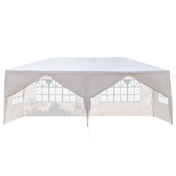 02786645_1 10'x20' Outdoor Party Tent with 6 Removable Sidewalls, Waterproof Canopy Patio Wedding Gazebo, White - Image 1