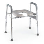Adjustable Raised Toilet Seat (25.5"-28" Width x 27"-31" Height), 300LBS Capacity with Armrests & Storage Pouch - Image 3