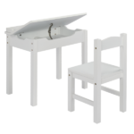 Flip Top Kids Table and Chair Set, Wood Activity Table Set with Storage Space for Arts Crafts, White