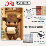 CIFbuy 1pc Cute Cartoon Calf Holding Toilet Paper Metal" Sign, Weatherproof Rustproof UV Resistant Durable 2D Flat Unframed Decor, Resistant Durable 2D Flat Unframed Decor, 7.87x Paper MeikTok, Paper MeikTok, t Self-pickup Logiopics - Image 3