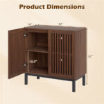 32" Buffet Sideboard Cabinet with 2 Doors, Farmhouse Storage Cabinet (Walnut + Black) with Adjustable Shelf - Image 7