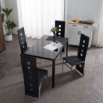 4pcs Elegant Assembled Stripping Texture High Backrest Dining Chairs Black Replace encoding 13028198-18410366 - Image 71
