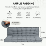 Outdoor Swing Cushions 70 Inch, Waterproof 4" Thick Porch Swing Cushion Replacement with Backrest and Ties, Comfortable 2-3 Seat Pation Swing Pad for Backyard, Garden, Lawn, Outdoor Furniture Light grey - Image 3