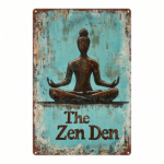 CIFbuy Zen Meditation Buddha 2D Flat Metal Wall Art, Turquoise & Brown Iron Sign, Zen Stone Backdrop Mini Decor, Decor, 8x12 Inch Home Wall De FlaikTok, FlaikTok, Backdrop Mini Decor Self-uockup Logiop DeZen Stone - Image 6