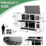 2 Story Solid Wood Rabbit Hutch Bunny Cage with 2 Large Main Rooms, Indoor Outdoor Rabbit House Guinea Pig Cage Pet House for Small Animals with 2 Removable Trays, Grey - Image 8