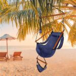 Oxford Cloth Hardwood With Cup Holder Wooden Stick Perforated 100kg Seaside Courtyard Oxford Cloth Hanging Chair Blue - Image 9