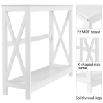 2-Tier X Design Wood Console Table with Shelf for Entryway Living Room, White - Image 3