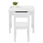Flip Top Kids Table and Chair Set, Wood Activity Table Set with Storage Space for Arts Crafts, White - Image 3