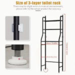 Over The Toilet Storage Rack, 3 Tier Freestanding Bathroom Organizer Shelf, Anti-Rust Metal Space Saving Laundry & Toilet Storage Rack, Black - Image 2