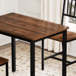 Dining Table Set, Bar Table with 2 Dining chairs, Kitchen Table Counter with Chairs, Industrial for Kitchen Breakfast Table, Living Room, Party Room, Walnut ,35.4″L x23.6″W x 29.7″H - Image 5