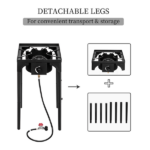 Replace 41519182 Outdoor Camp Stove High Pressure Propane Gas Cooker Portable Cast Iron Patio Cooking Burner (Single Burner 75000-BTU) - Image 4