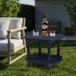 2-Tier Outdoor Side Table, HDPE Adirondack Table Patio Side Table, Weather Resistant End Table Small Outdoor Table, Navy Blue - Image 3
