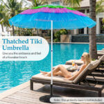 6ft Thatched Tiki Patio Umbrella, Tropical Outdoor Umbrella with Push Button Tilt (Multicolor) - Image 9