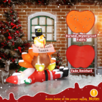 Replace 57412109 4.9 FT Lighted Christmas Inflatable Decoration, Inflatable Turkey Sitting on Santa Claus, Funny Blow Up Yard Decorations with Built-in LED Lights for Holiday Party Front Yard Lawn Garden Decor - Image 7