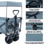 Collapsible Wagon Heavy Duty Folding Wagon Cart with Removable Canopy, 4" Wide Large All Terrain Wheels, Brake, Adjustable Handles,Cooler Bag Utility Carts for Outdoor Garden Wagons Carts Beach Cart - Image 3