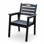 HDPE Outdoor Terrace Dining Chair Set, low maintenance - for gardens, backyards and decks - Black (backrest)