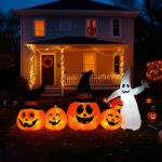 8FT Long Halloween Inflatables Pumpkins Ghost Outdoor Decorations, Blow Up Yard Decoration with Built-in LEDs Lighted for Lawn Garden Outside Indoor Decor - Image 13