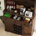 Brown Farmhouse 72" Pantry Cabinet with Hutch, Sliding Barn Doors & Wine Storage Rack - Image 5