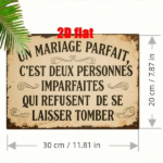CIFbuy French Perfect Marriage Quote 2D Flat Metal Wall Art, Rustic Iron Decor Sign 7.8x11.8 Inch, Waterproof Vintage Home Decor TikTok, TikTok, r Self-pickup Logiopics - Image 3