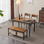 Dining Table Set for 4, Kitchen Table with 2 Chairs and a Bench, 4 Piece Kitchen Table Set for Small Space, Home Kitchen Bar Pub Apartment, Rustic Brown - Image 18