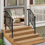 [Same Code 89100953]Matte Black Outdoor 2-Step Iron Handrail - Image 12