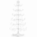 6ft White PVC Metal Artificial Christmas Tree with Snowflake Topper, No Extra Ornaments, Daily Decor Tree - Image 2