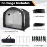 7.2×5.1×6 Ft Outdoor Bike Storage Shed Tent Waterproof Bicycle Shelter for 5 Bikes - Image 4