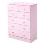 5-Tier 6-Drawer Cabinet with Matte Gold Handles Particleboard Melamine-Coated Storage Cabinet 25.98*12.99*35.04in Macaron Pink - Image 4