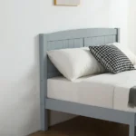Full Single Bed Frame Vertical Striped Decorative Curved Headboard and Footboard Bed Frame Painted + Melamine Veneer & Pine + MDF Wood Bed 77.8*56.54*37.8in Grey - Image 12