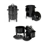 Outdoor double-layer grill, charcoal wood fired braising and smoking stove - Image 4