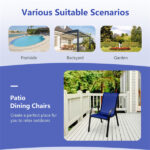 Navy 2 Pack Stackable Patio Dining Chairs, Ergonomic Steel Frame Breathable Fabric Outdoor Chairs 330 LBS Capacity - Image 7