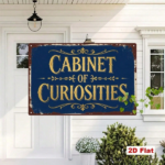 CIFbuy Vintage Blue & Gold Metal Sign, Cabinet Of Curiosities Wall Art, Classic English Slogan, Ornate Acanthus Scroll Home Decor, 2D F TikTok, TikTok, 2D F Self-pickup Logiopics - Image 3
