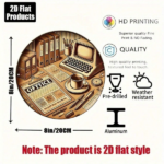 CIFbuy Vintage French Office Sign 8x8 Inch Round Aluminum Plaque, 2D Flat Retro Desk Decor For Study Conference Room Lounge Cafe Creati TikTok, TikTok, Self-pickup Logiopics - Image 3