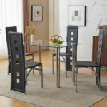 4pcs long backrest square hollow decoration PU leather dining chair round tube black cushion electroplating chair leg N201 Replace encoding13029118 - Image 55